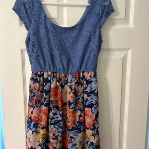 As U Wish Periwinkle Lace and Floral Dress